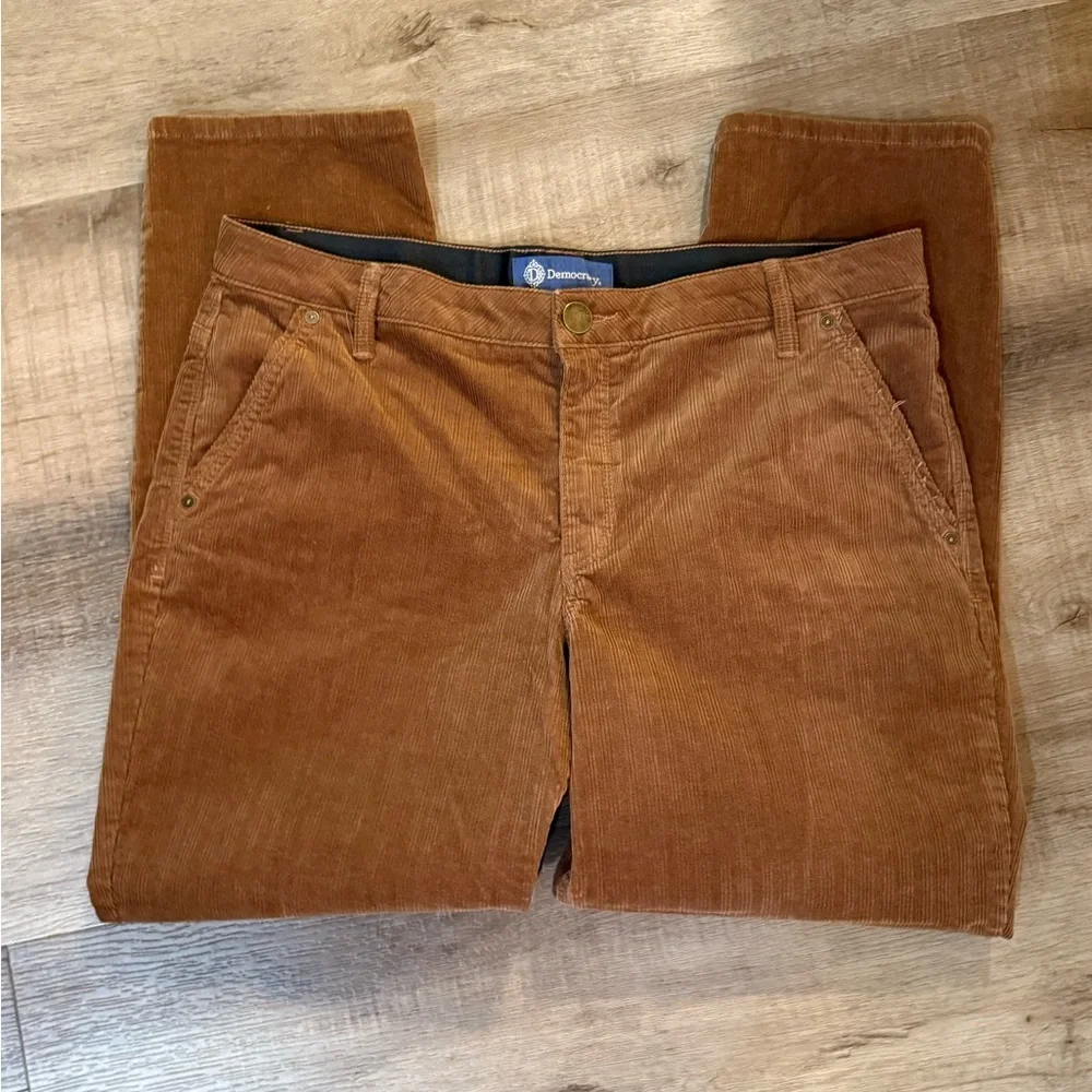 Democracy Brown Corduroy Ab Solution Pants Classic Straight-Leg Size 12 - Picture 7 of 12